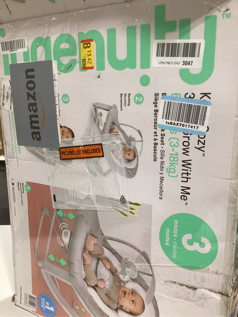 Condition photo showing Good Condition for Ingenuity Keep Cozy 3-in-1 Grow with Me Vibrating Baby Bouncer, Seat & Infant to Toddler Rocker, Vibrations & -Toy Bar, 0-30 Months Up to 40 lbs (Weaver)