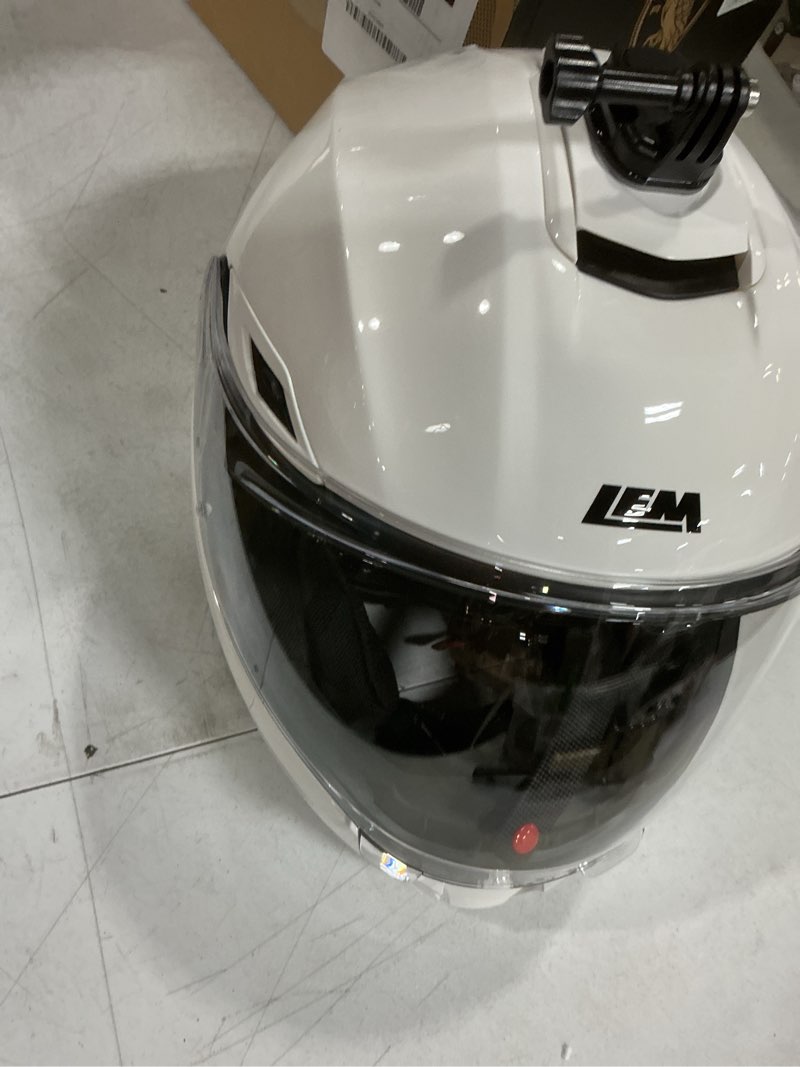 Condition photo showing New/Like New for lem motorcycle helmets full face, helmets for men dot certified, pinlock & dvs dual vision, motorcycle street bike helmet for adults fiberglass shell bluetooth ready for cruiser(white, size m) medium white