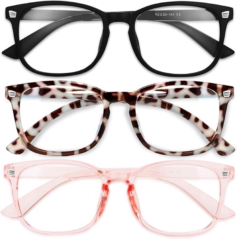 Gaoye Stylish Blue Light Glasses for Woman - Computer Glasses 99% Blue Light Blocking - Lightweight TR90 Frames - 3 pack