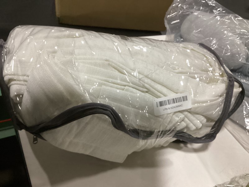 Condition photo showing Good Condition for Extra Wide Pinch Pleat Linen Curtains 108 Inches Long for Living Room Sliding Glass Door 70 Inch Wide Semi Sheer Curtain Ivory White Boho Pleated Drape Hooks Rings 70x108 Large Window Curtain 1 Panel Beige White 70"W x 108"L (Pack of 1)