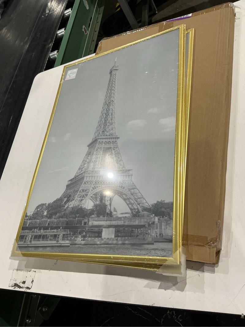 Condition photo showing Good Condition for upsimples 16x24 picture frame gold 3 pack, scratch-proof poster frames 16 x 24 for photo gallery - slide-in strips, horizontal or vertical wall mounting gold 16x24