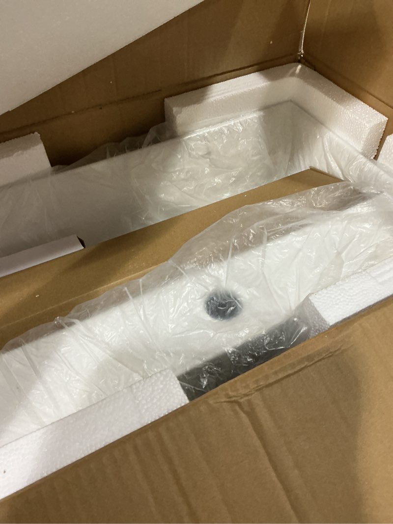 Condition photo showing Good Condition for wall mount rectangular vessel sink with towel rack, qishka 21.5"x12.5" modern ceramic bathroom floating sink, white rectangle vanity sink with overflow, wall hung wash hand basin white 21.5" x 12.5" x 5.1"