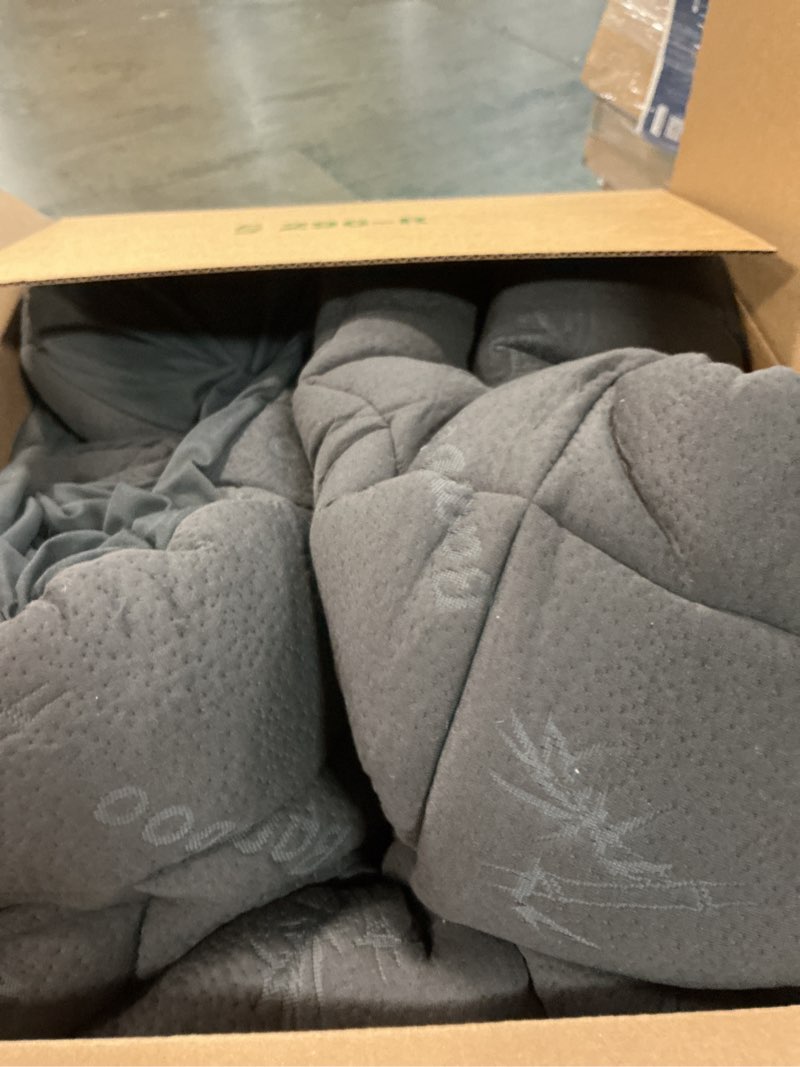 Condition photo showing As Is for ultra soft queen size mattress topper - viscose made from bamboo pillow top mattress pad for back pain relief - naturally cooling for hot sleepers, dark gray dark gray queen