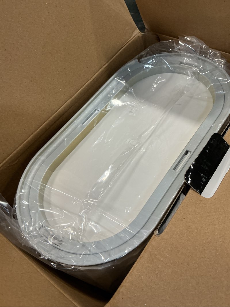 Condition photo showing Good Condition for ELPHECO Automatic Motion Sensor Trash Can - 2 Gallon Slimline for Bathroom, Bedroom, Kitchen, Office - White with Gold Trim Golden 2 Gallon