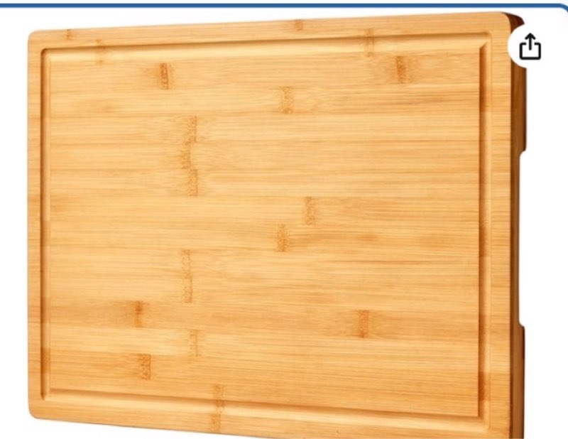Bamboo Cutting Board for Kitchen, 18" Large Wood Charcuterie Cheese Board, Wooden Chopping Block with Side Handles and Juice Grooves