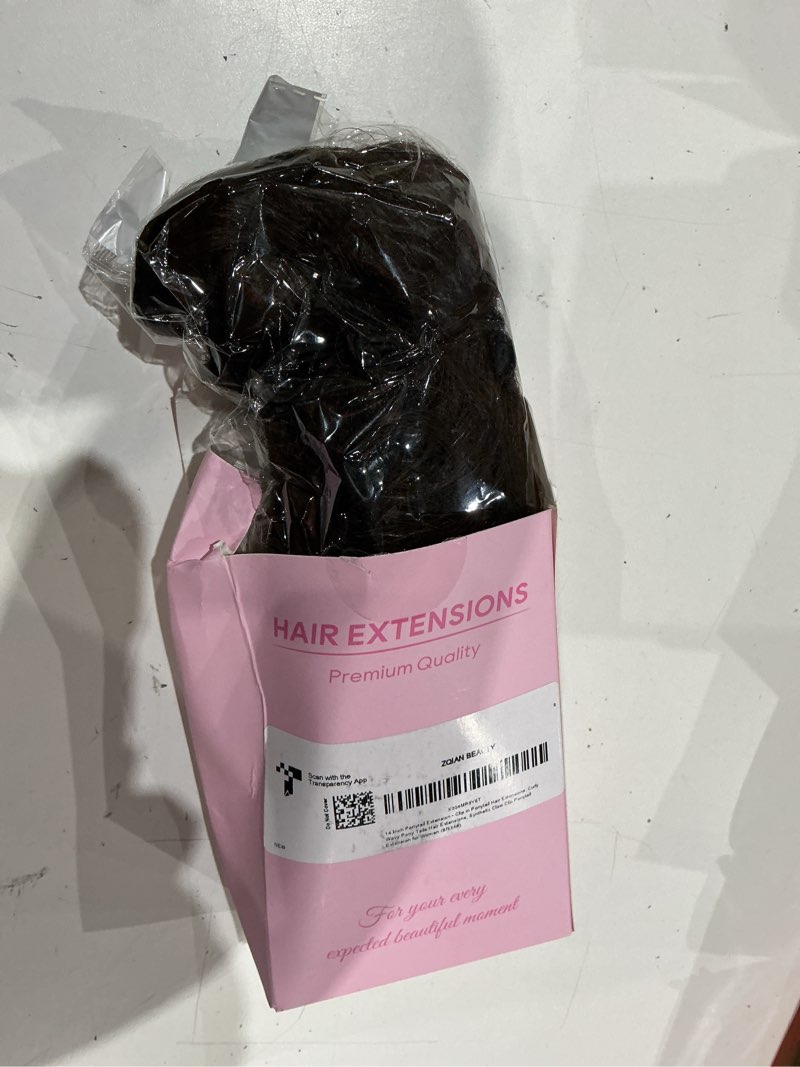Condition photo showing As Is for zqian beauty 14 inch ponytail extension - clip in ponytail hair extensions, curly wavy pony tails hair extensions, synthetic claw clip ponytail extension for women (color: chocolate brown)