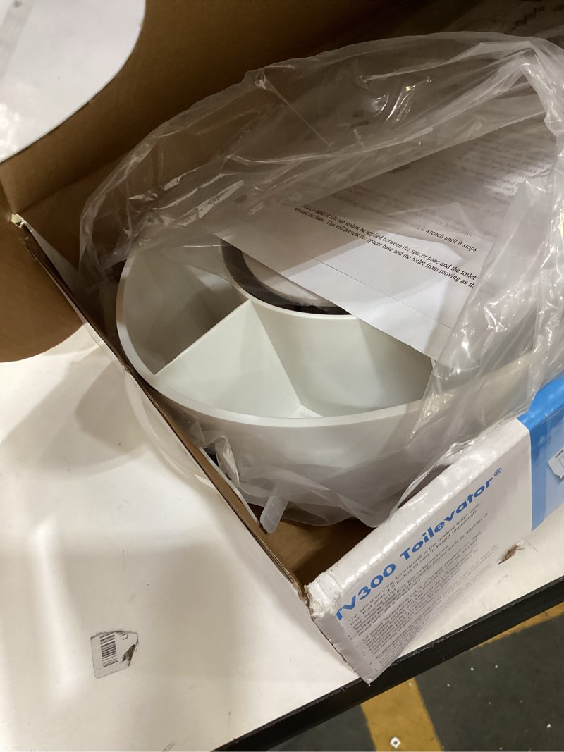 Condition photo showing As Is for toilet riser - 3.5" high toilet riser base for handicap and elderly, extra tall toilet seat elevator, 500 lb capacity, easy install toilet seat riser, compatible with standard toilets tv300