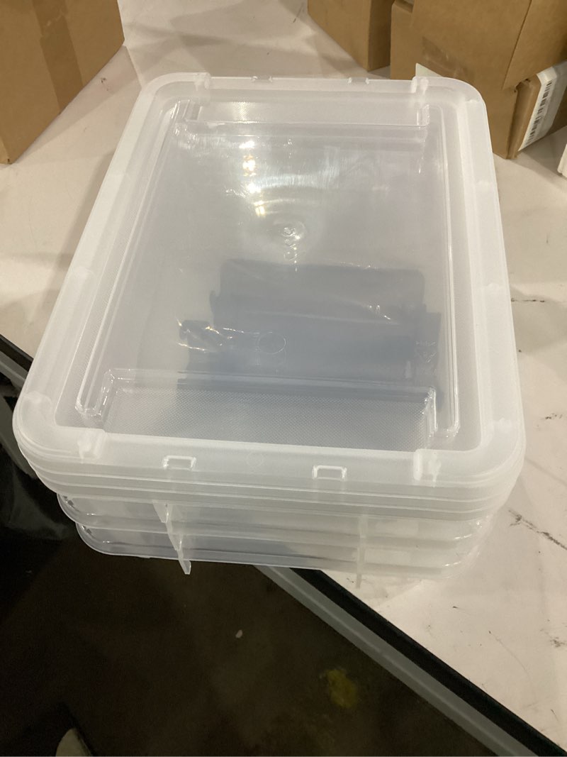 Condition photo showing Good Condition for citylife 3 pcs plastic storage bins with latching lids portable project case clear file box stackable storage containers for organizing b5 paper, photo, document, scrapbook 3.3qt 3 pcs