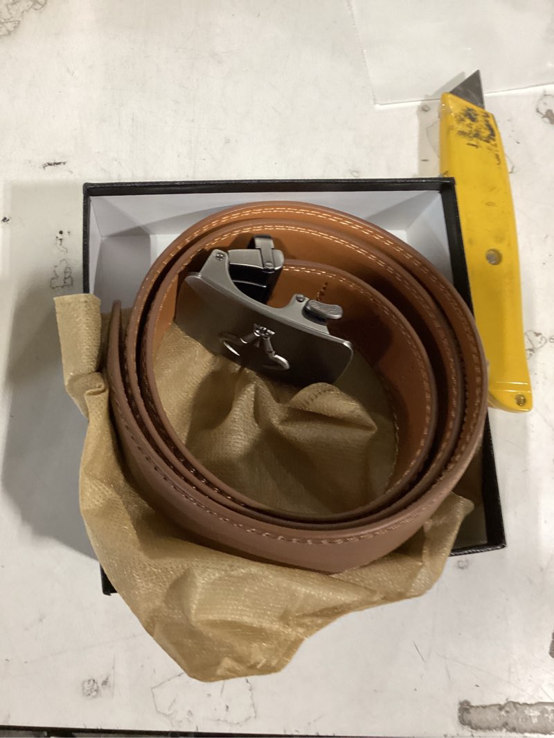 Condition photo showing Good Condition for similar productdoopai men's adjustable ratchet belt -white leather dress belt for men, customizable fit, easy to use, maximum durability 009 tan belt belt waist : 36‘’ to 42‘’ adjustable