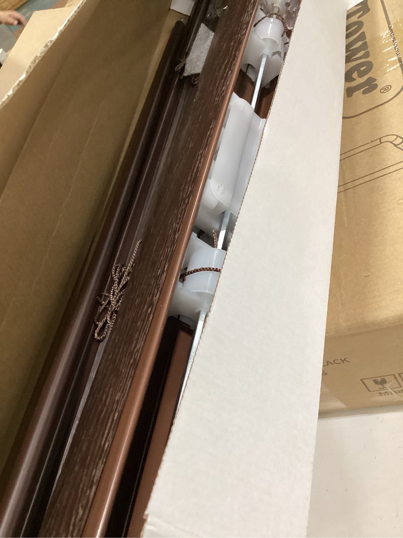 Condition photo showing Good Condition for cordless room darkening venetian blind - 31 inch width, 64 inch length, 2" vinyl slat size - mahogany - gii luna light filtering horizontal mini windows blinds for interior by achim home decor 31"w x 64"h mahogany
