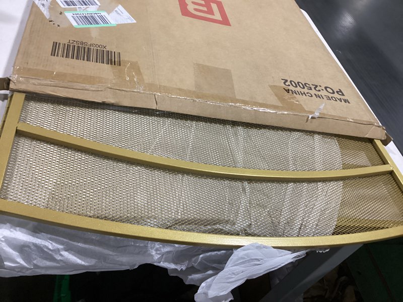 Condition photo showing As Is for Fire Beauty Fireplace Screen 3 Panel Wrought Iron 48"(L) x 29"(H) Spark Guard Cover(Golden Dusting)