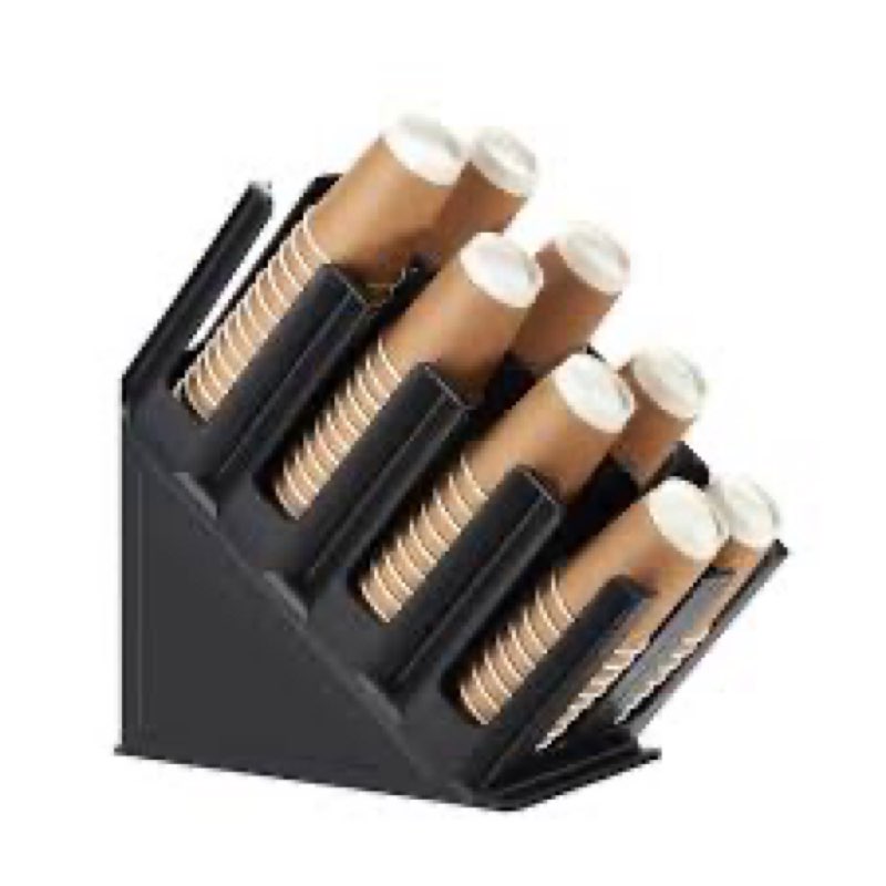 Disposable Paper Cup Dispenser, Lid Dispenser 8 Compartment PC Coffee Cup and Lid Storage Organizer 