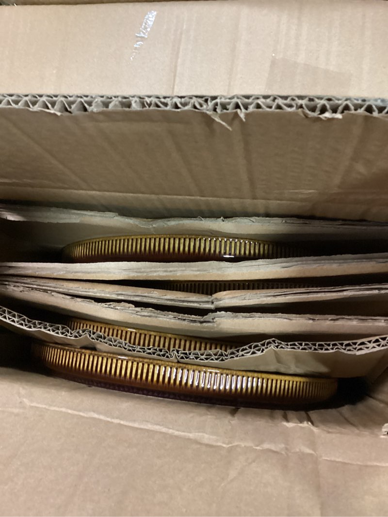 Condition photo showing Good Condition for TheTerra Ceramic Dinnerware Sets for 6, 18 Pieces Porcelain Lightweight Plates and Bowls Sets, Scratch Resistant Dish Set, Oven & Microwave & Dishwasher Safe, Amber Amethyst Amber Amethyst Service for 6