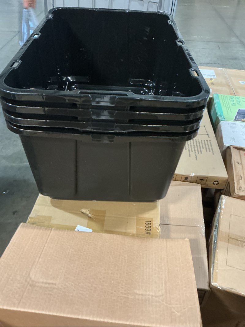 Condition photo showing Good Condition for iris 4-pack 27-gallons (108-quart) black tote with standard snap lid