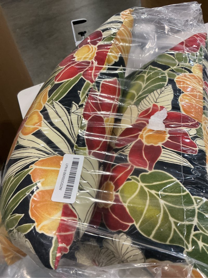 Condition photo showing Good Condition for south pine porch outdoor 19x12-inch rectangle accent pillow (set of 2), aloha black floral