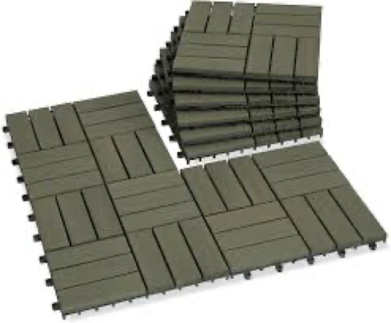 VICTORY RELAX Acacia Wood Decking Tiles 9PCS - Easy Snap Interlocking Deck Tiles for Patio Poolside 