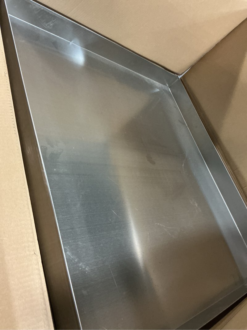 Condition photo showing Good Condition for Upgraded 32" x 30"×2.5" 304 Stainless Steel Washing Machine Drip Pan,Heavy Duty Washer Drip Tray with Anti-slip Bottom Pad-Free with this Multi-Purpose Washer Drip Pan 32"x30"×2.5"