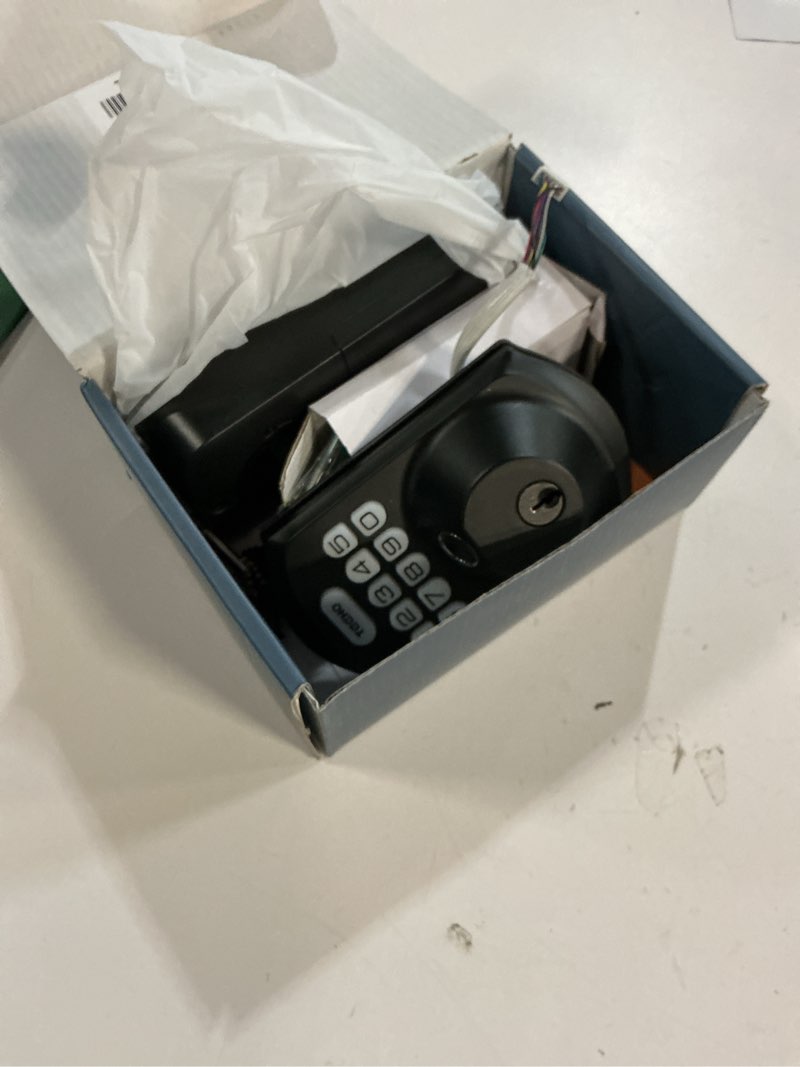Condition photo showing As Is for TEEHO TE002 Fingerprint Door Lock - Keyless Entry Electronic Keypad Deadbolt with 2 Backup Keys - Auto Lock - Easy Installation - Smart Locks for Front Door - Matte Black