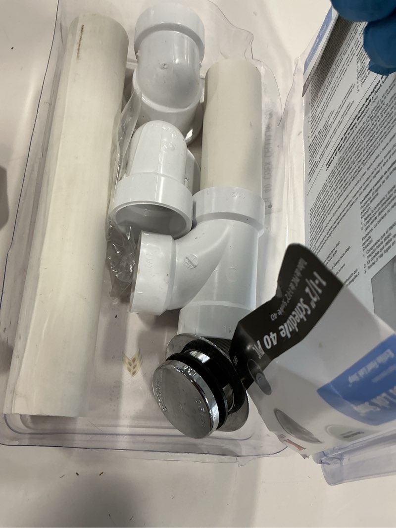 Condition photo showing Good Condition for Keeney K630PVCDSBN Foot Lok Stop Bathtub Drain Kit, 1-1/2-Inch Fits All Standard Size Tubs, Brushed Nickel