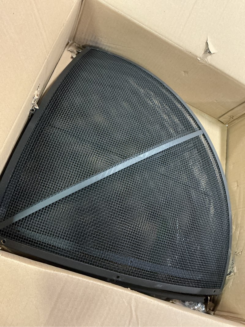 Condition photo showing Good Condition for Fire Pit Spark Screen, Fire Pit Screen 36 Inch Round with Handle & Poker, Collapsible Heavy Duty Mesh Fire Pit Cover Fire Pit Lid for Outdoor/Patio/Backyard/RV Camping/Beach Black Upgraded-36 Inch