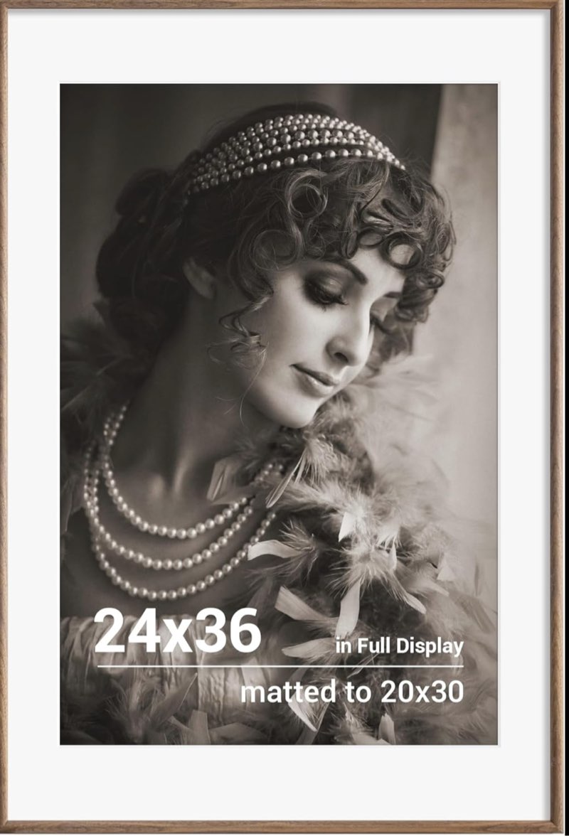 24x36 Poster Frame - Solid Walnut Wood Picture Frames with HD Tempered Glass, Handcrafted Rounded Corner 24 x 36 Wooden Frame Matted to 20x30 Photos, Horizontal or Vertical Wall Display, 1 Pack USA-Sourced Walnut Wood 24x36-1P | HD Tempered Glass