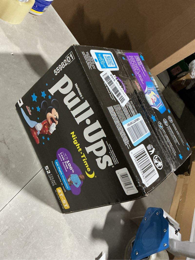 Condition photo showing New/Like New for pull-ups boys' night-time potty training pants, size 4t-5t overnight training underwear (38-50 lbs), 52 ct