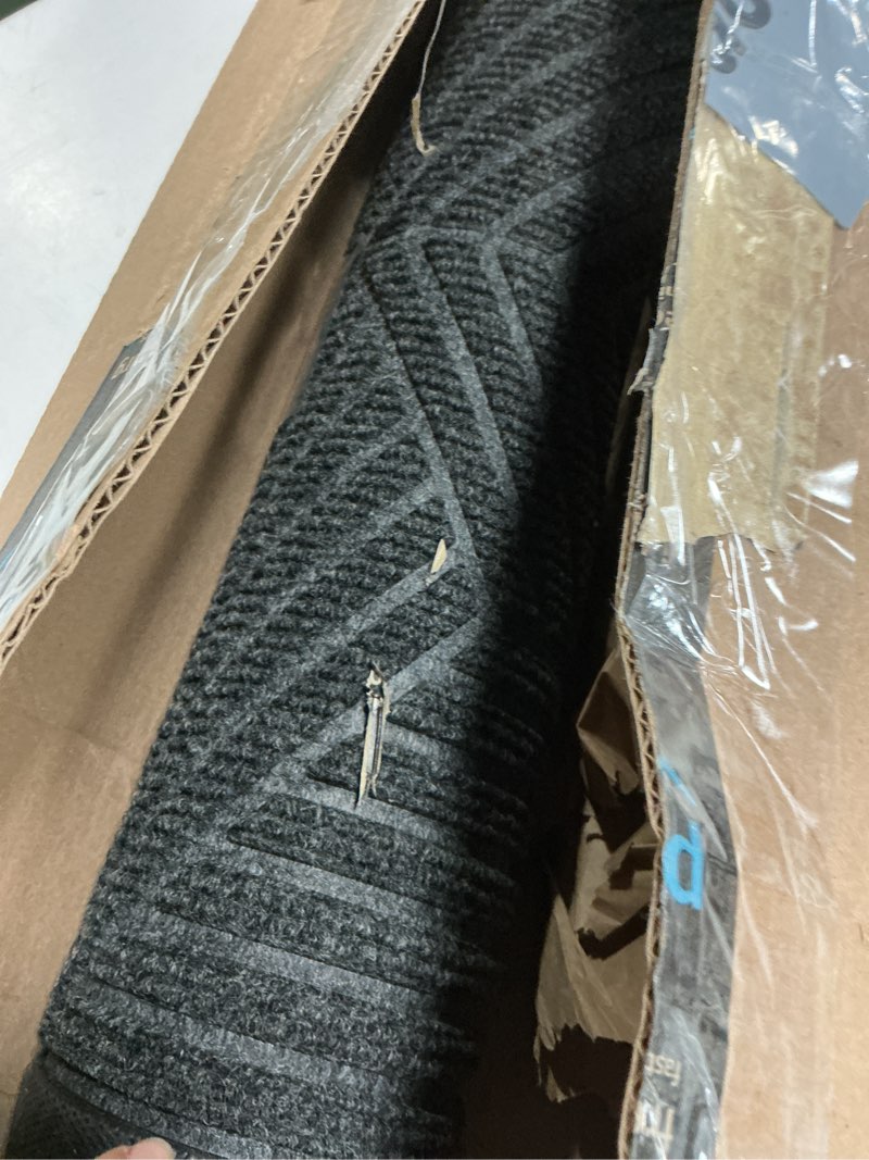 Condition photo showing Good Condition for Smiry Front Door Mat Outside Entrance, Heavy Duty Sturdy Natural Rubber Doormat, Trap Dirt and Moisture, Easy Clean Low Profile Welcome Floor Mats for Indoor Outdoor Entry, 47x23 Inch, Grey Grey Irregular Triangle Rectangular 47" x 23"
