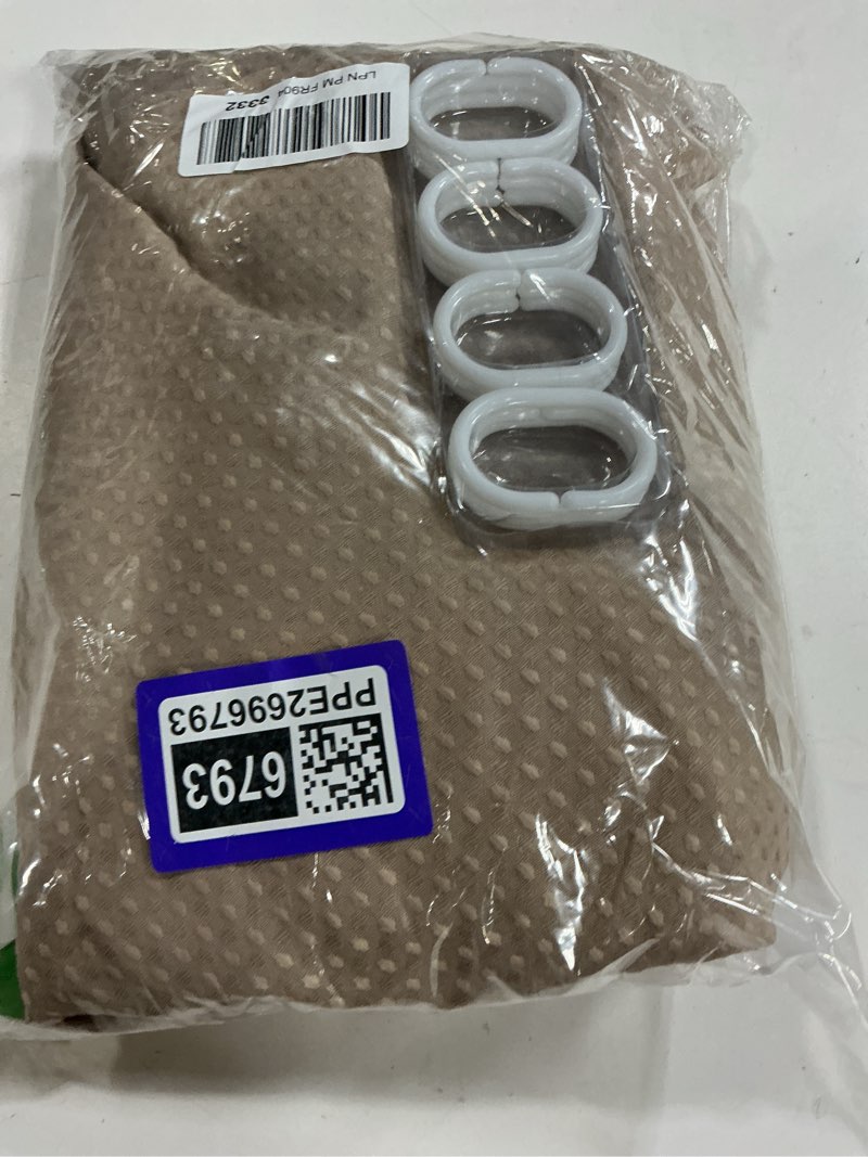 Condition photo showing Good Condition for Dynamene Extra Long Fabric Shower Curtain - Waffle Weave 90 Inches Long Heavy Duty Cloth Shower Curtains for Bathroom, 256GSM Tall Hotel Luxury Bath Curtain Set with 12 Plastic Hooks, Beige/Khaki Beige 72"W x 90"L (Pack of 1)