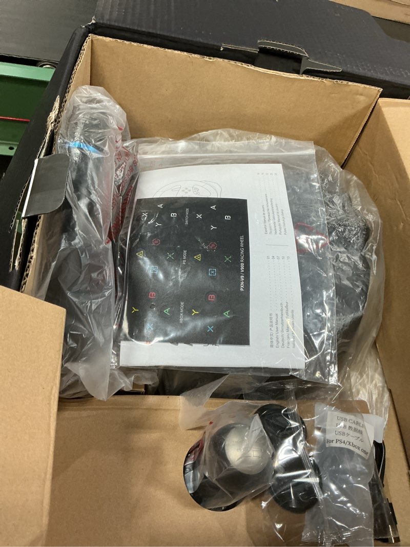 Condition photo showing Good Condition for pxn v9 steering wheel for pc, ps4, xbox, switch - universal usb sim racing wheel, app, 270/900° adjustable, 3 pedals & shifter full bundle(black)