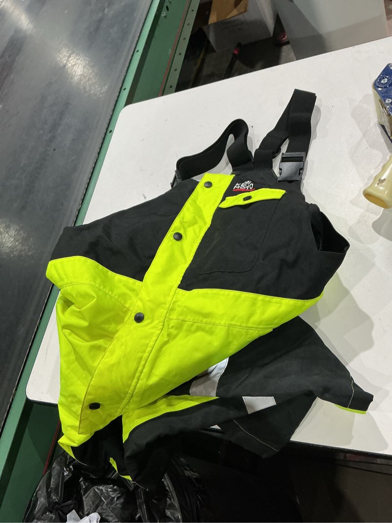 Condition photo showing As Is for kemimoto heated bids overalls with battery for men, hi-vis insulated waterproof heat pants for work construction ice fishing