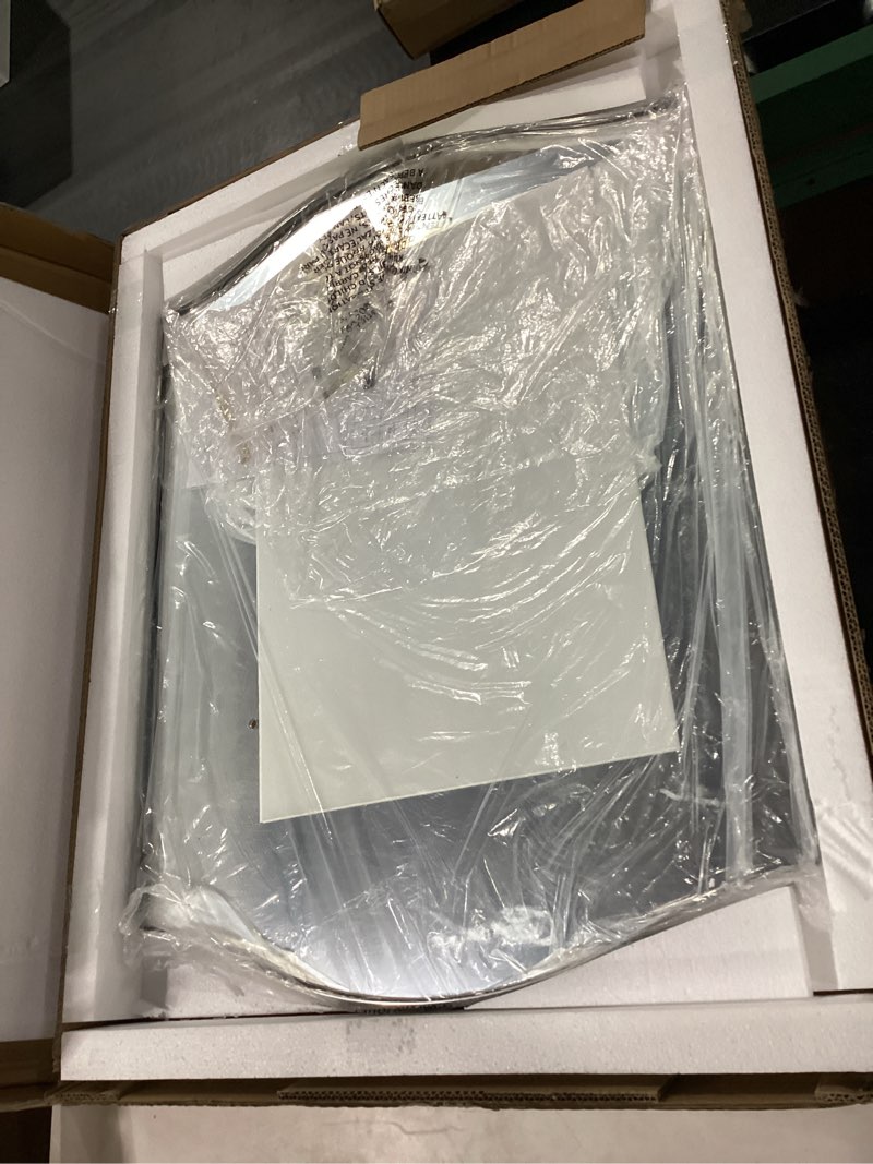 Condition photo showing New/Like New for andy star scalloped bathroom mirror?24"x32" polished chrome rectangle wall mirror with curved edge stainless steel metal frame, silver vanity wall-mounted mirror for bathroom, entryway polished chrome 32"l x 24"w