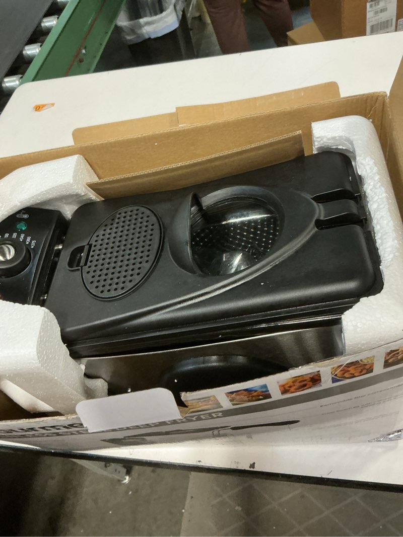 Condition photo showing As Is for Elite Gourmet EDF2100 Electric Immersion Deep Fryer Removable Basket Adjustable Temperature, Lid with Viewing Window and Odor Free Filter, 2 Quart / 8.2 cup