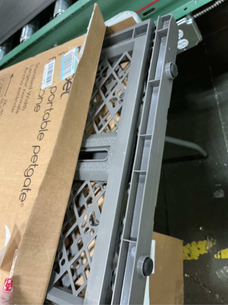 Condition photo showing Good Condition for MYPET North States Paws Portable Pet Gate: 26-40" Wide. Pressure Mount. No Tools Needed. Made in USA, 23" Tall, Expandable, Durable Dog Gates for Doorways, Fieldstone Gray
