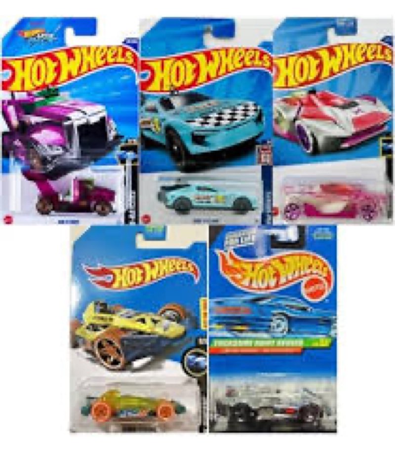 Hot Wheels Treasure Hunt 5-Pack, Lot of 5 Random/Assorted/Mystery Treasure Hunt Vehicles, 1:64 Scale