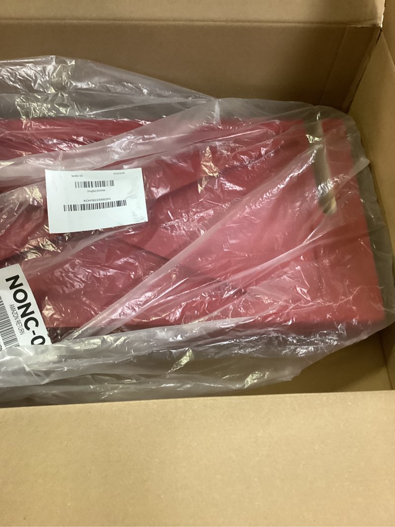 Condition photo showing Good Condition for Glitzhome Christmas Tree Collar, Tree Collars for Artificial Trees, Christmas Tree Base Cover, 24.5" L Red Farmhouse Handcrafted Wooden Tree Collar Christmas Tree Skirt Collar for 7.5ft Tree 24.5"l Red