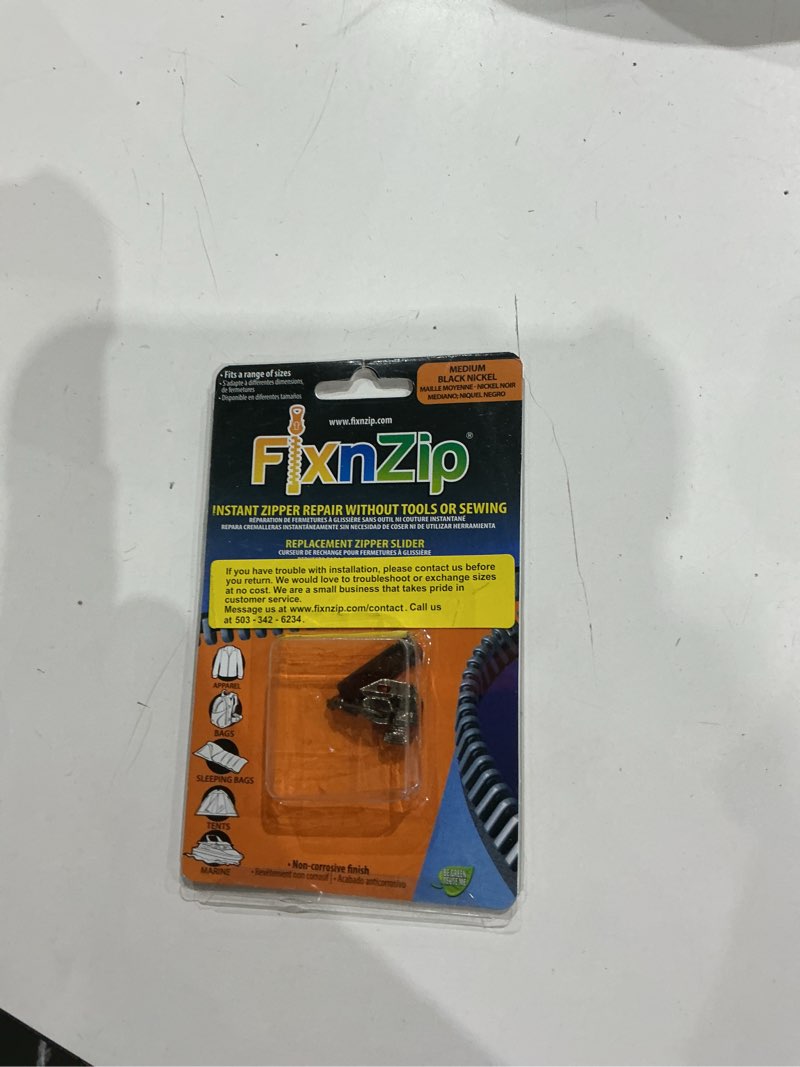 Condition photo showing Good Condition for fixnzip medium black nickel zipper repair kit | universal no-sew slider replacement for jackets, sleeping bags, tents, and duffel bags | instant and reusable zipper repair tool | sizes 5-7