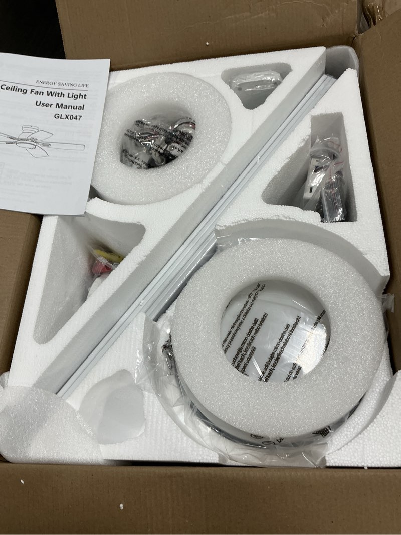 Condition photo showing Good Condition for 52'' low profile ceiling fan with light, white flush mount ceiling fan for low ceilings, quiet dc motor, app/remote control, modern overhead fan for bedroom living room white 52 inch