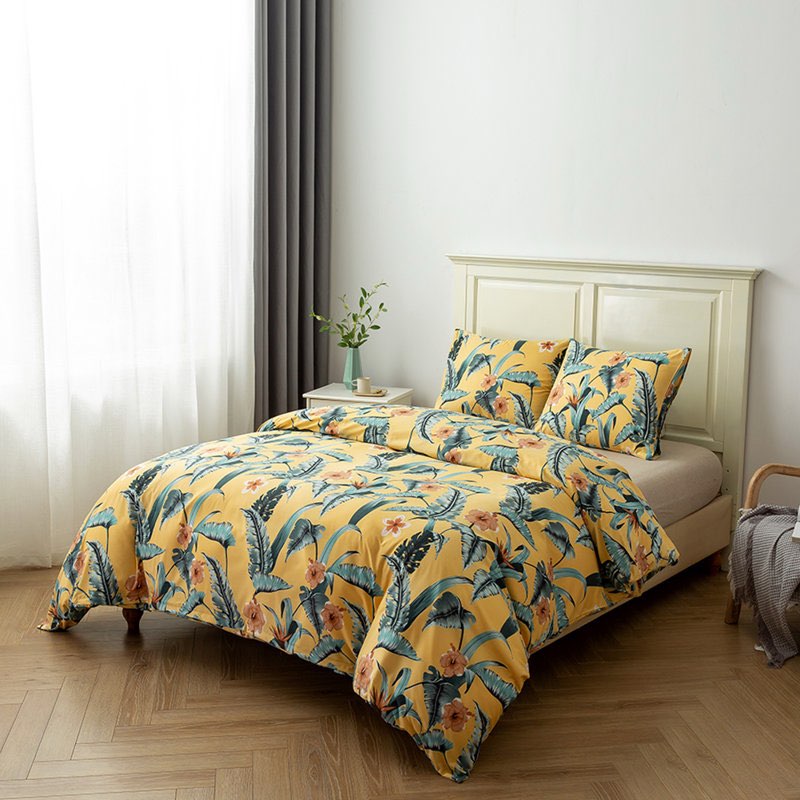 Ares Tropical Reversible Duvet Cover Set Size:queen