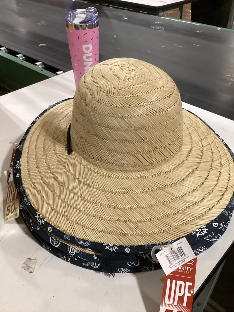 Condition photo showing Good Condition for Infinity Brands Women's Tan/Navy Straw Wide-brim hat