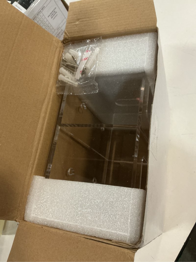 Condition photo showing New/Like New for disposable coffee cup dispenser with handles, countertop or wall mount hot/cold drink cup and lid holder - bathroom/kitchen/office acrylic cup lid storage organizer (2 compartments, clear) 2 compartments clear
