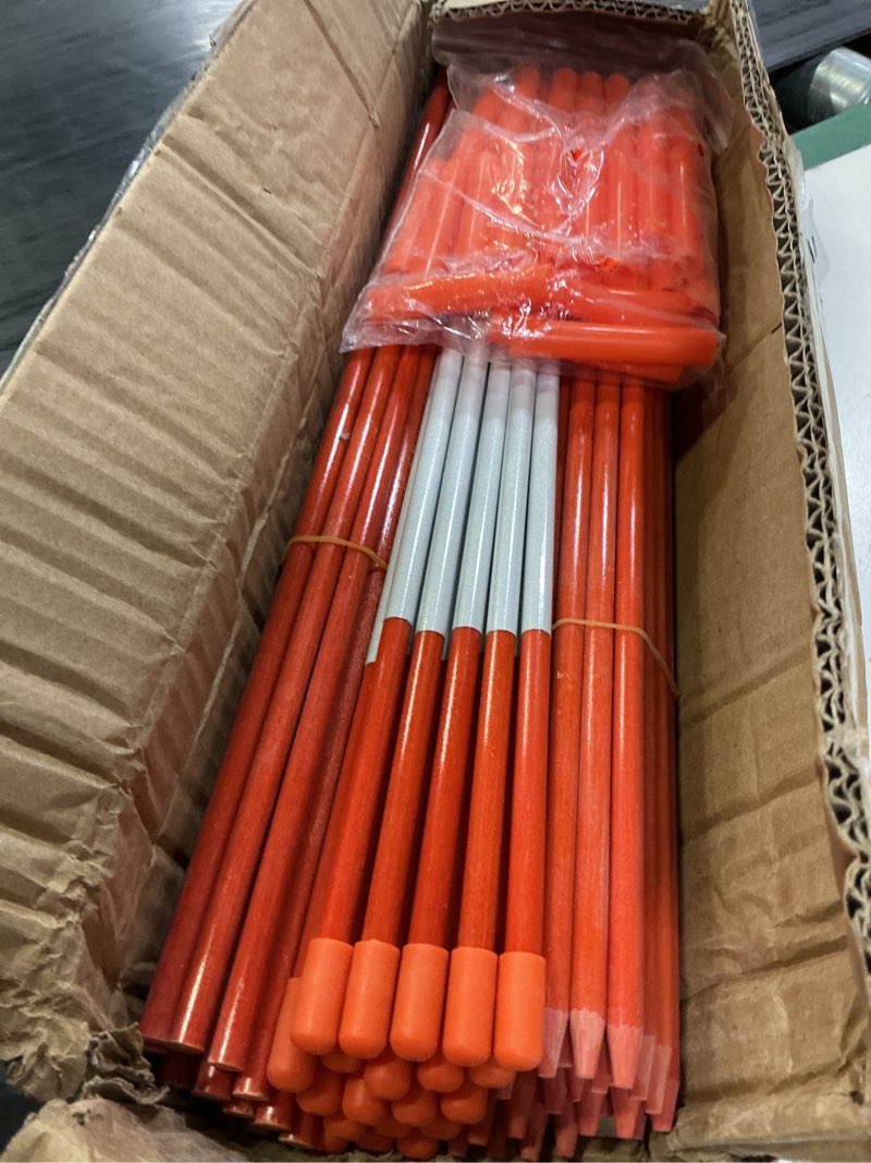 Condition photo showing Good Condition for 20pcs driveway markers,4ft driveway reflective poles, orange fiberglass snow stakes with reflective tape for easy visibility at night for parking lots (20, orange) orange 20