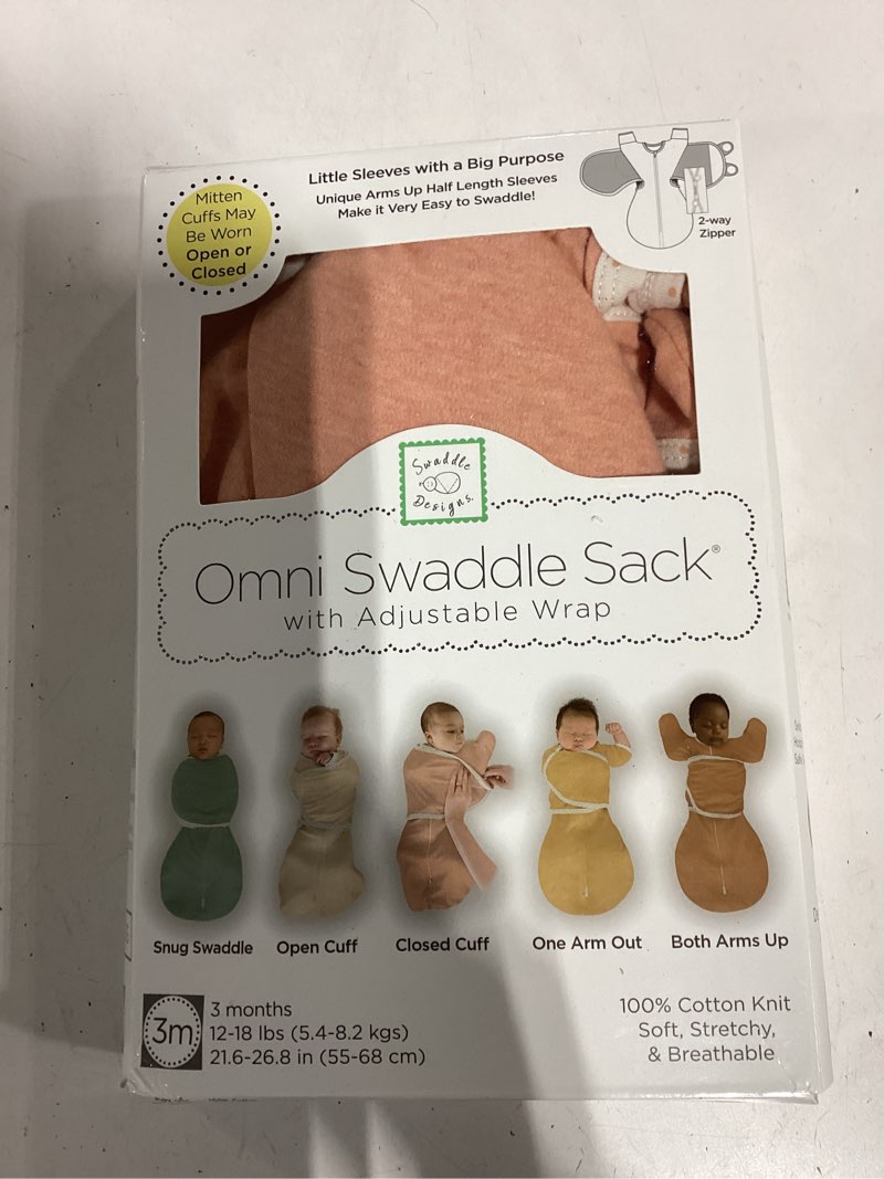 Condition photo showing Good Condition for swaddledesigns 6-way omni swaddle sack, arms up swaddle for newborn, more options to calm startle reflex, improves sleep heathered peach blush 3 month