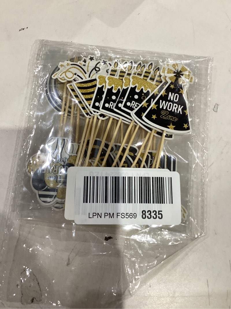 Condition photo showing New/Like New for 36 Pcs Happy Retirement Cupcake Toppers - NO DIY - Retired Cupcake Picks Retirement Theme Party Cake Decorations Gold Glitter