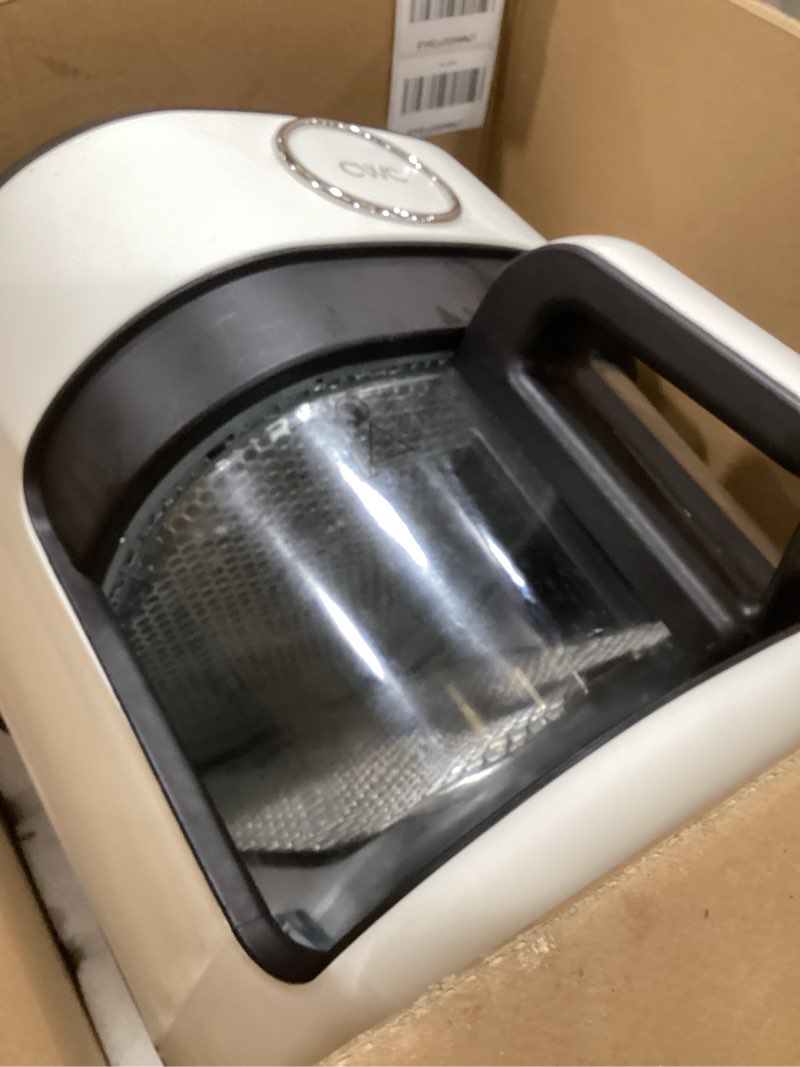 Condition photo showing As Is for COOK WITH COLOR 1400W 5.5Qt Digital Kitchen Air Fryer with Glass Basket, 8 Presets Healthy Cooking Options, Bake, Fry, Reheat, 60-Min Timer, Adjustable Temperature Control 175°F–400°F, Linen White