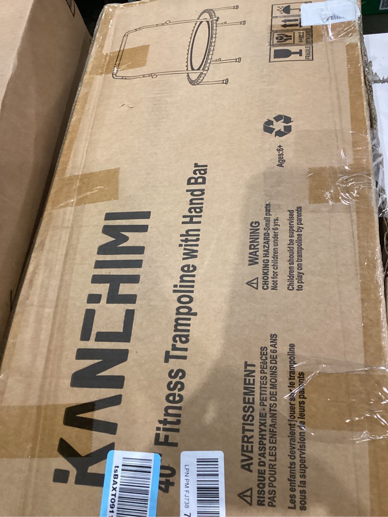 Condition photo showing As Is for Kanchimi 450/550LBS Mini Rebounder Trampoline for Adults with Bar, 40" /48" Fitness Trampoline Adjustable Foam Handle, Stable&Quiet Exercise Rebounder for Adults Indoor/Outdoor Workout(Purple, 550LBS)