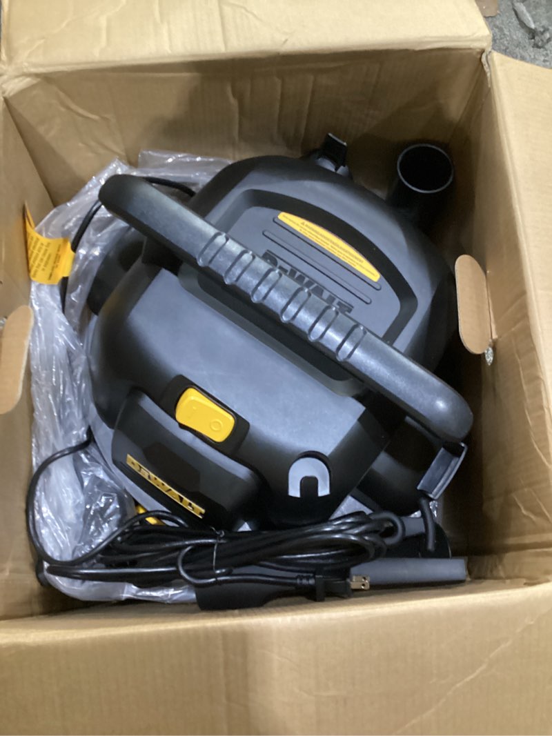 Condition photo showing As Is for DEWALT 12 Gallon Poly Wet/Dry Vac, 5.5 HP Shop Vacuum Wet Vacuum Cleaner for Workshop, Jobsite, Commericial Area, Large Pick-Up Capacity, Yellow,DXV12P Yellow 12 gallon