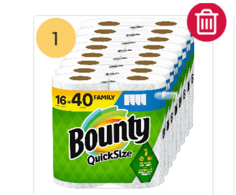 Bounty Paper Towels Quick Size, White, 16 Family Rolls = 40 Regular Rolls