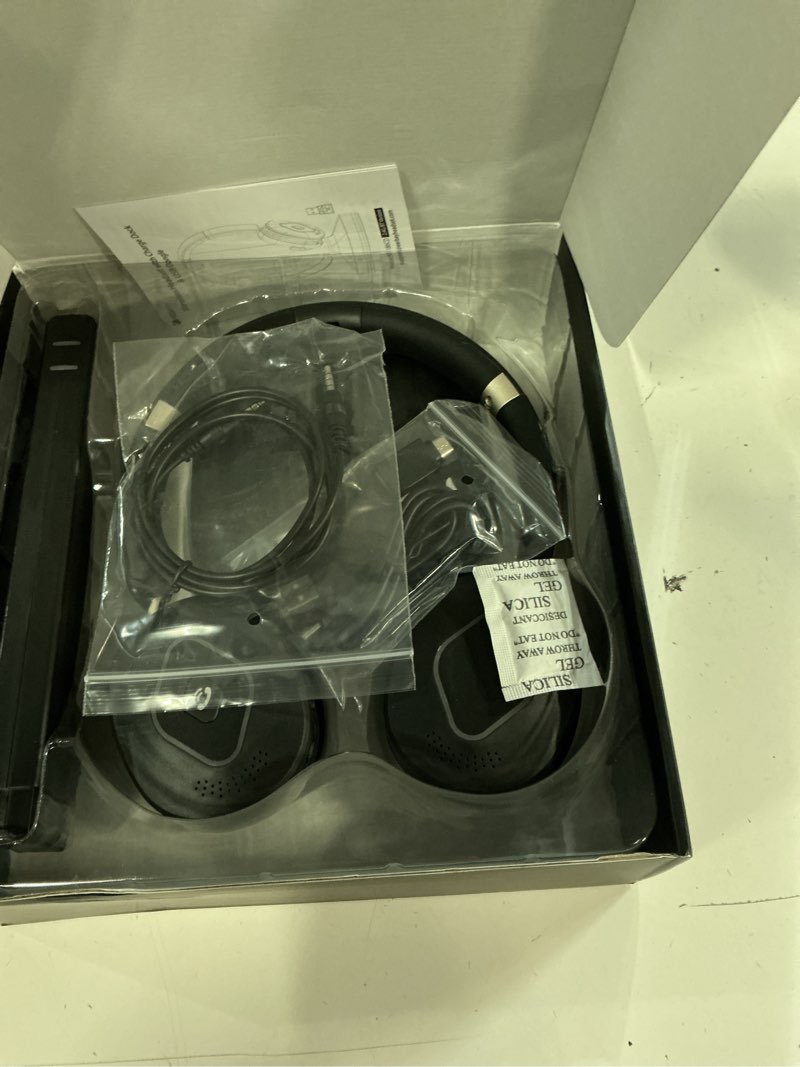 Condition photo showing New/Like New for earbay wireless headset with mic for work, v6.0 bluetooth headset with microphone (noise cancelling & mute), wireless headphones with rgb charging dock for work from home/office/pc/call center/laptop black
