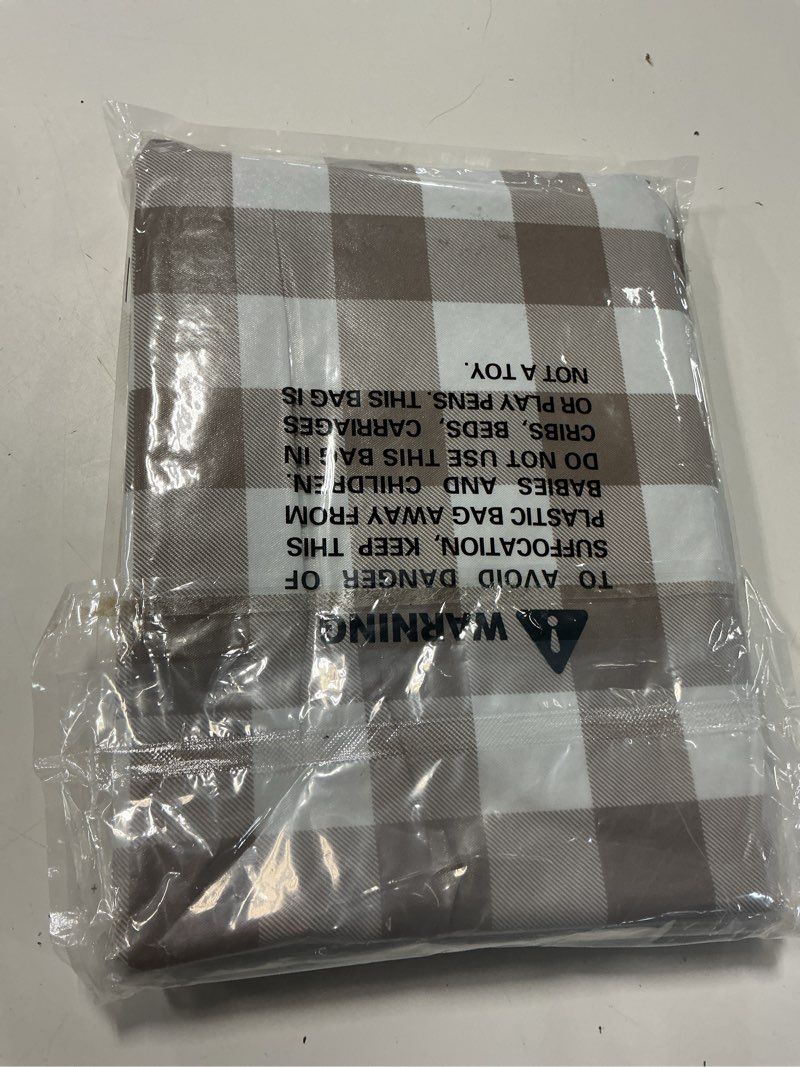 Condition photo showing New/Like New for smiry rectangle table cloth, waterproof vinyl tablecloth with flannel backing, wipeable buffalo plaid table cover for picnic, indoor and outdoor (khaki & white, 60"x102") 102" x 60" (rectangular) khaki & white