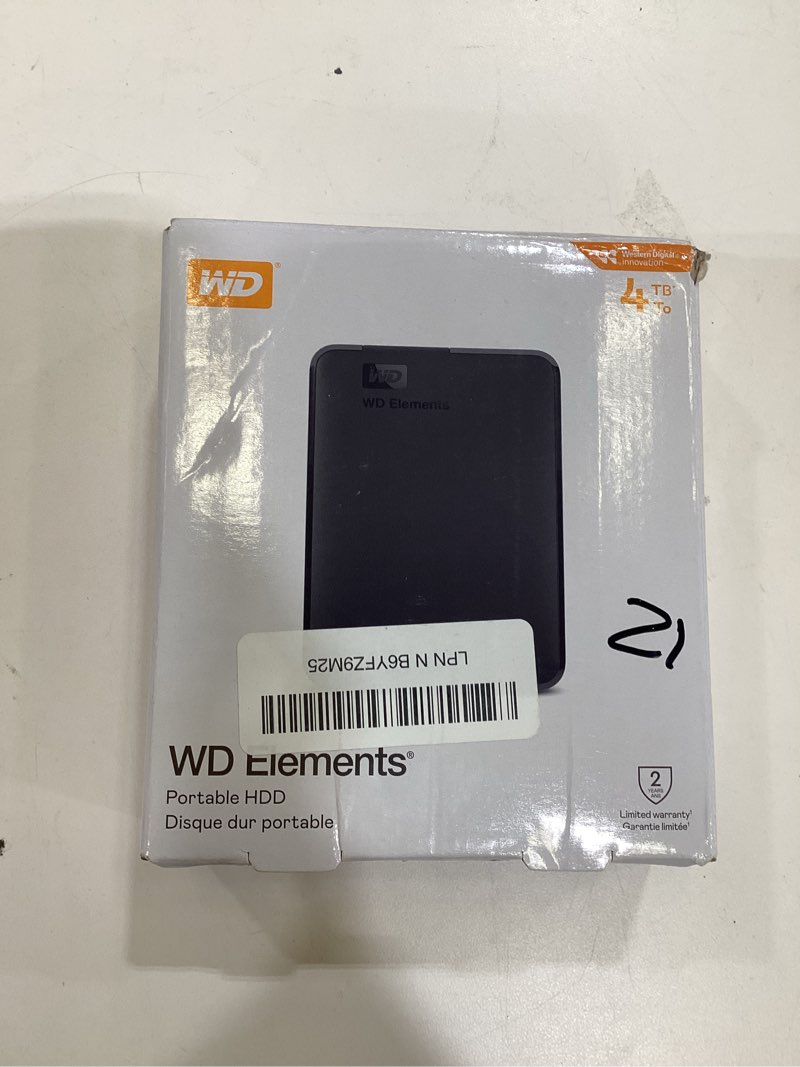 Condition photo showing New/Like New for wd 4tb elements portable external hard drive for windows, usb 3.2 gen 1/usb 3.0 for pc & mac, plug and play ready - ?wdbu6y0040bbk-wesn portable 4tb